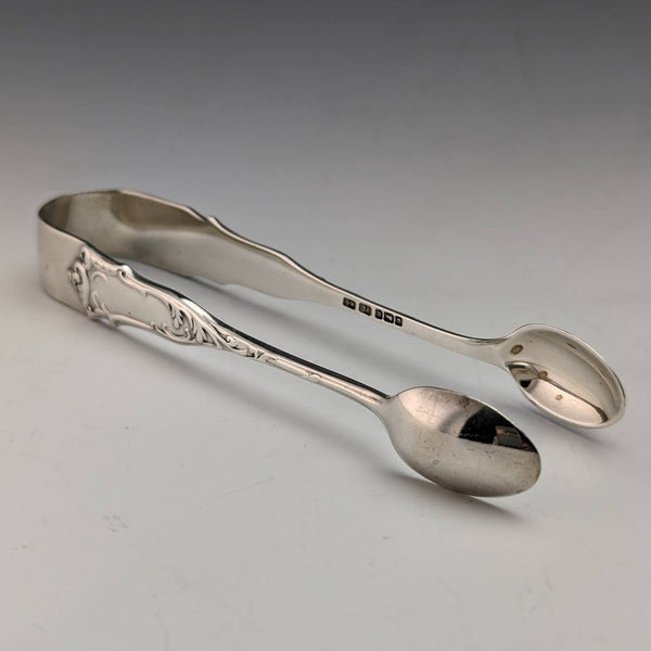 1908 British antique sterling silver sugar tongs 30g Joseph Rodgers